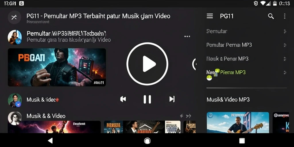 Screenshot PG11 menampilkan antarmuka Pemutar MP3 yang menarik dan fungsional.
