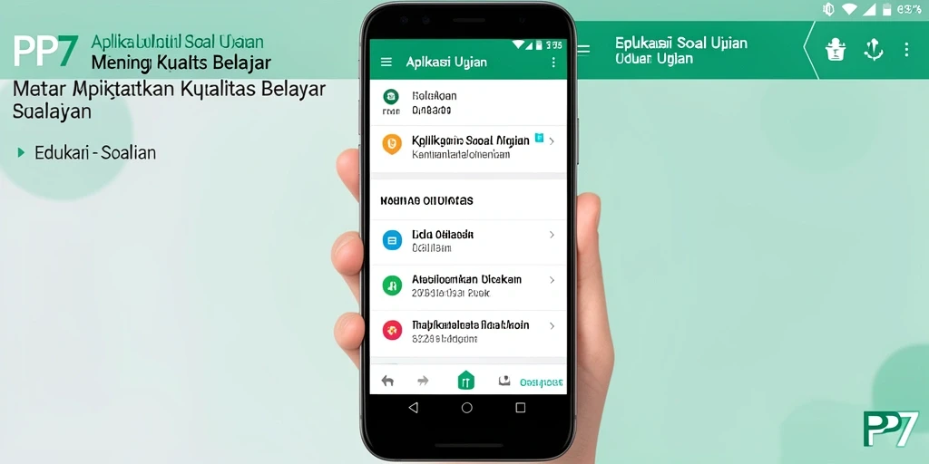 Tampilan antarmuka aplikasi PP7 yang user-friendly untuk Soal Ujian.