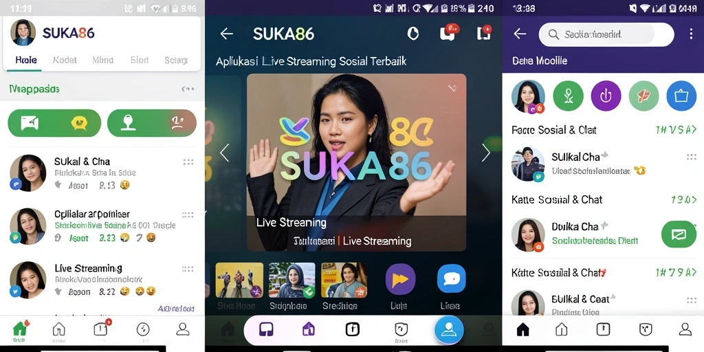 Tampilan antarmuka aplikasi Live Streaming SUKA86 yang modern dan menarik.